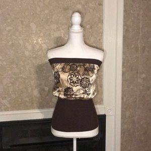 💎 Bebe cream and brown tube top